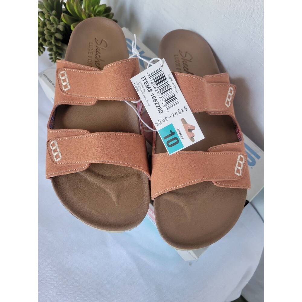 SKECHERS Women's 2-Strap Sandal Relaxed Fit with Luxe Foam, Coral,  Size 10 - Picture 4 of 8